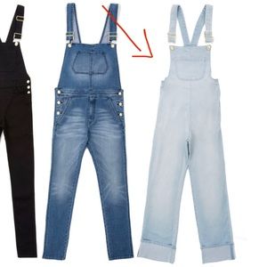 Second Skin light wash denim overalls